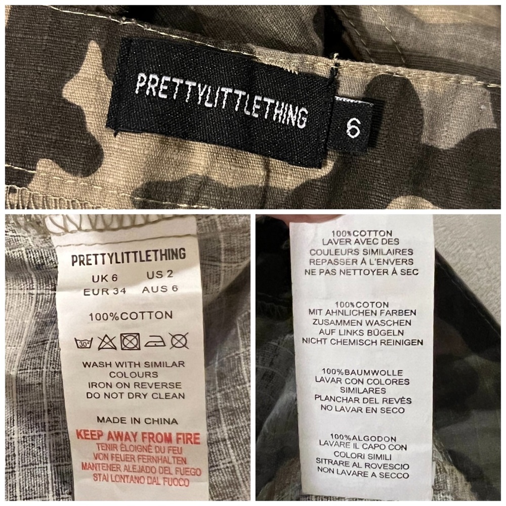 138 PrettyLittleThing Khaki Camo Pocket Detail Cargo Pants - Picture 5 of 8